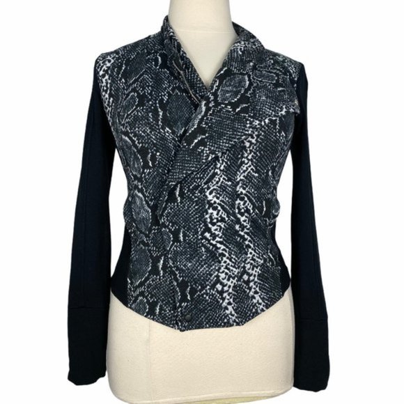 Rachel Rachel Roy Jacket M Black White Snake Print Soft Stretch‎ Knit Womens - Picture 1 of 12
